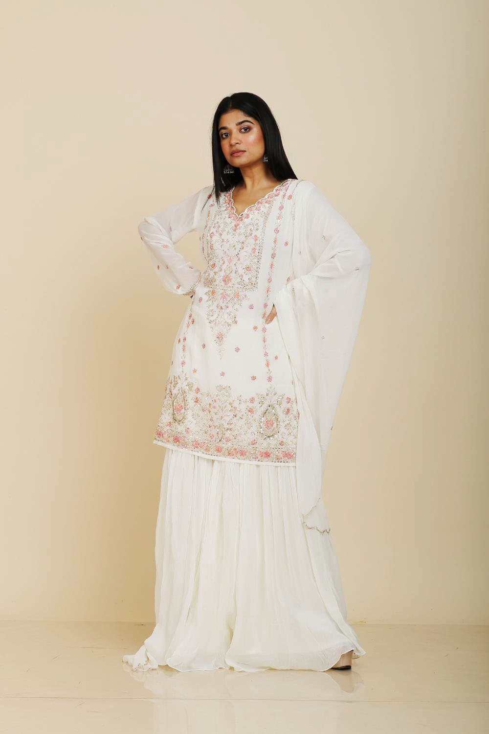 Off White Sharara with Sequins and Thread Work — view 1 of 4